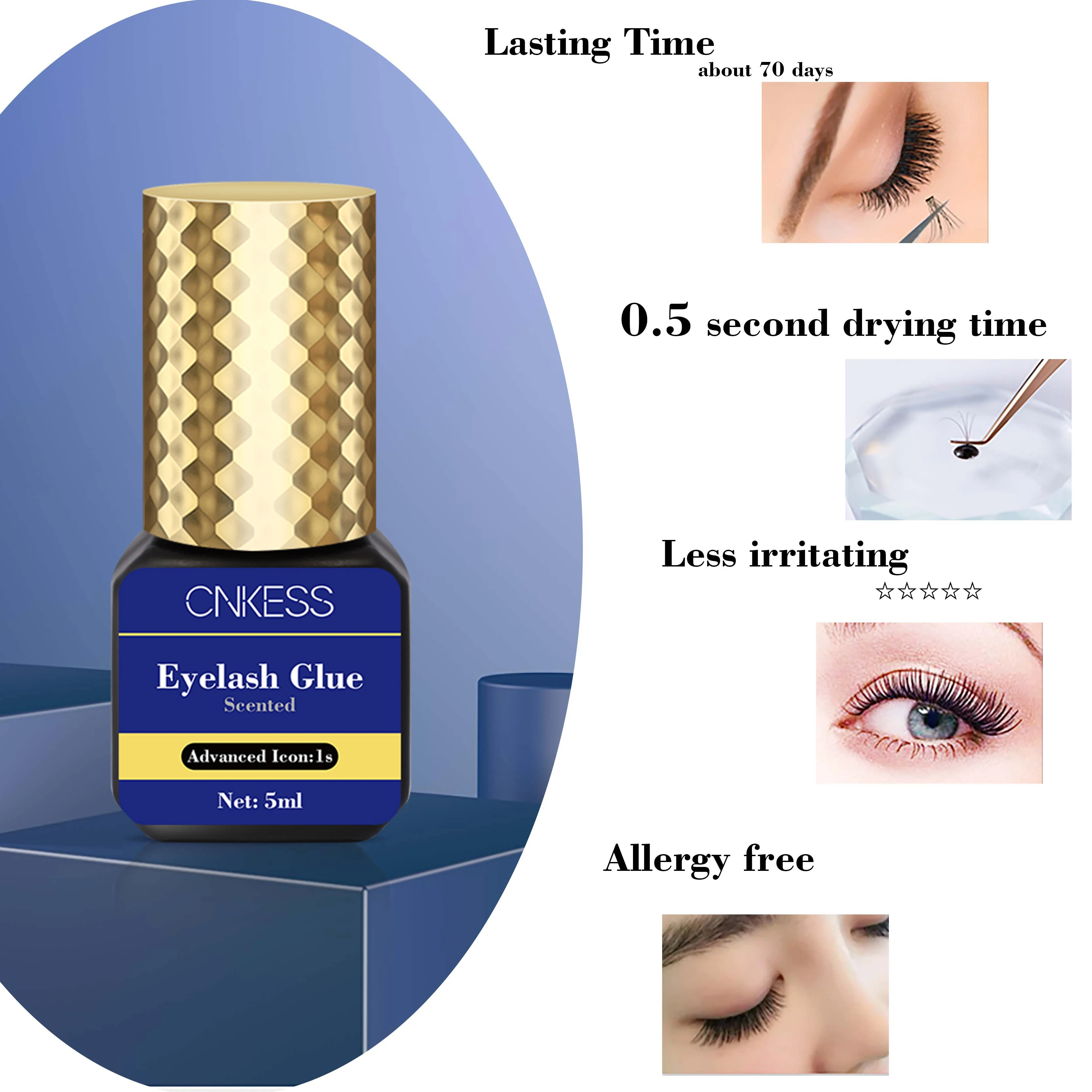 Permanent Eyelashes Extension 5g Glue Sensitive New Design Fragrance Korean Opp Bag Oil and Water Resistant Eyelash Glue .5 Sec