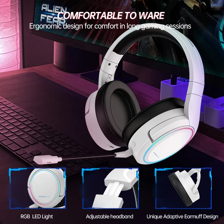 Новый дизайн бесплатная доставка OEM Rgb 7 1 стерео 2 4 ГГц Беспроводные наушники стильные игровая гарнитура с микрофоном для Ps4 ПК