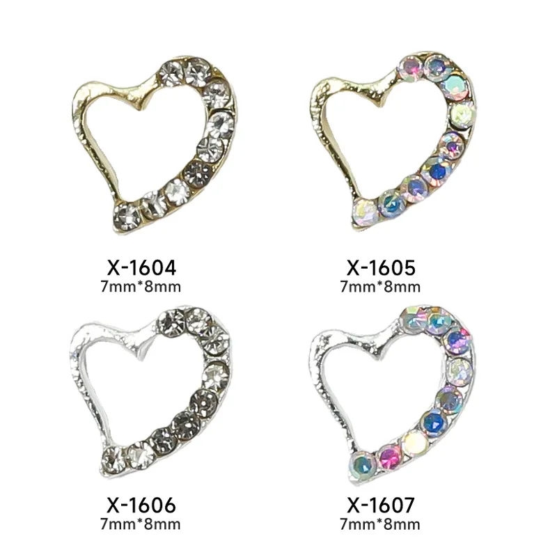 New Nail Art Pearl Heart White Diamond Bowknot Popular Trendy Heart-shaped Rhinestone Alloy Nail Decorations