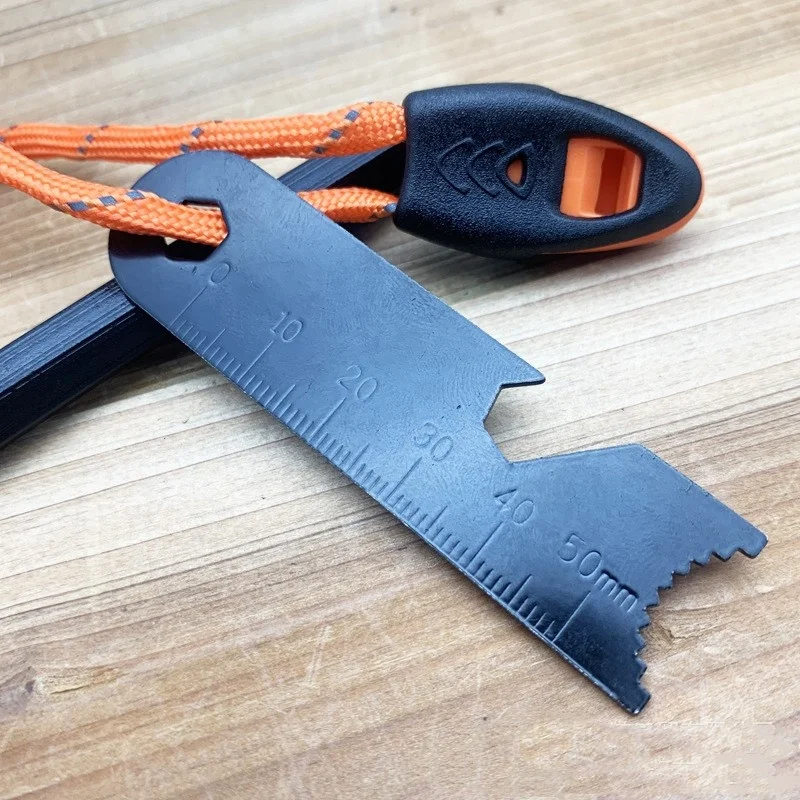 4 IN 1 Hexagon Ferro Rod Kit Survival Whistle Scraper Magnesium Steel Rope