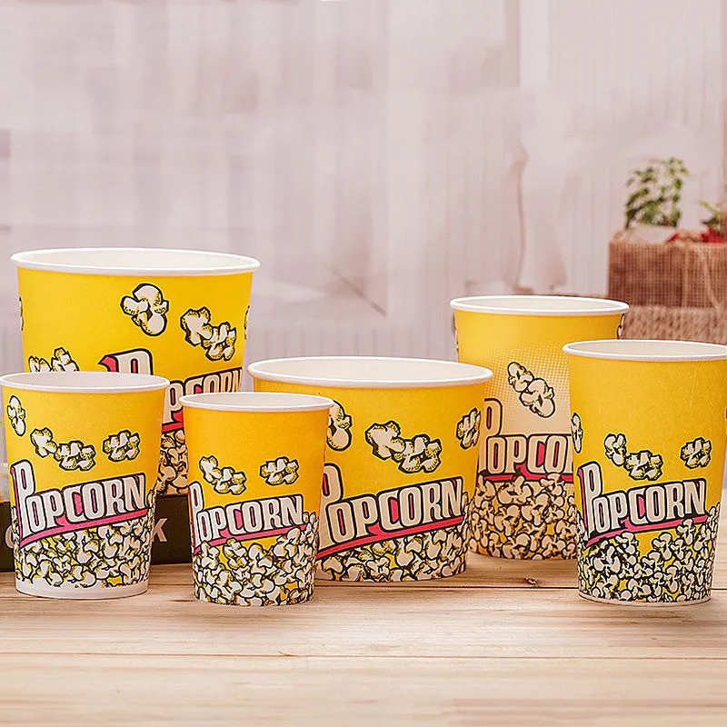 Wholesale Custom Logo Printed Popcorn Cups Paper Food Bowls Popcorn Bucket With Lid