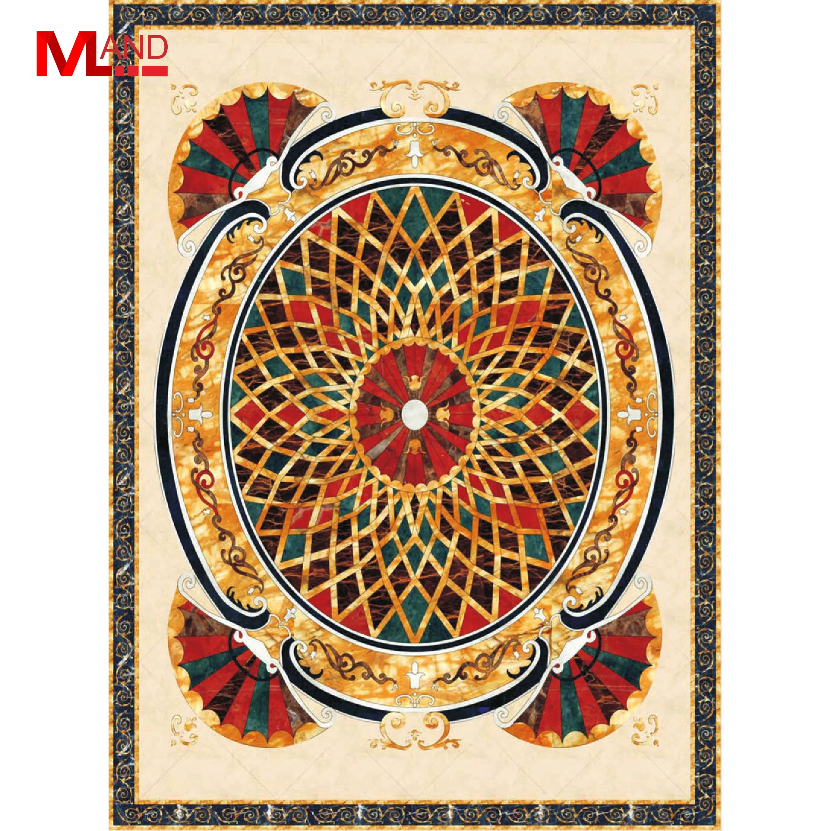 Interior wall tile decoration elements inlay natural marble mosaic carpet waterjet medallion flower design floor pattern