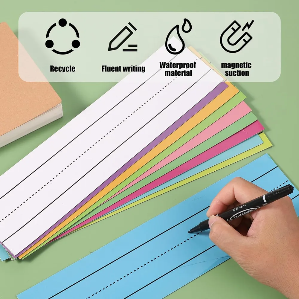 Custom Dry Erase Writing Strip Magnetic Sentence Strips Lined Sentence Learning Strip for Classroom