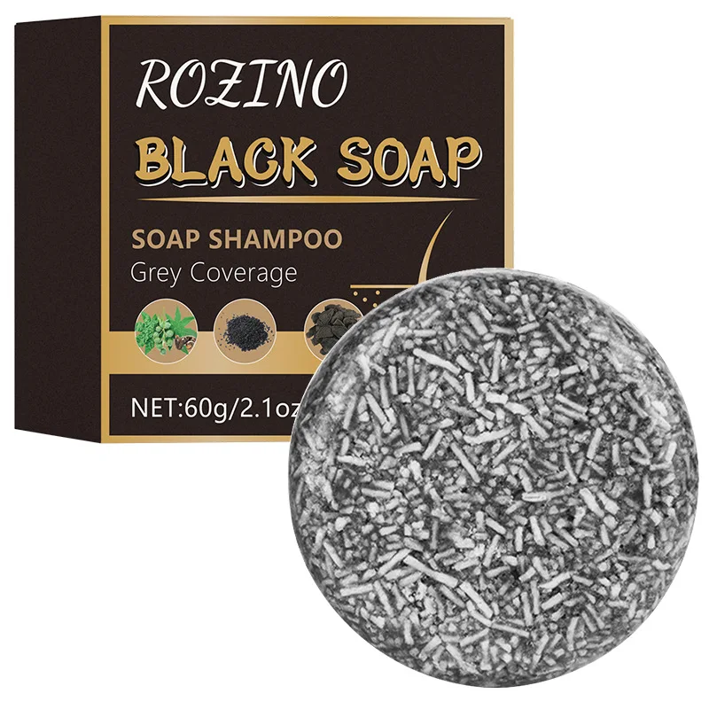 Vegan Bamboo Charcoal Shampoo for Jet Black Shiny Hair-Moisturizing and Nourishing Soap Oil Fluffy Black Hair