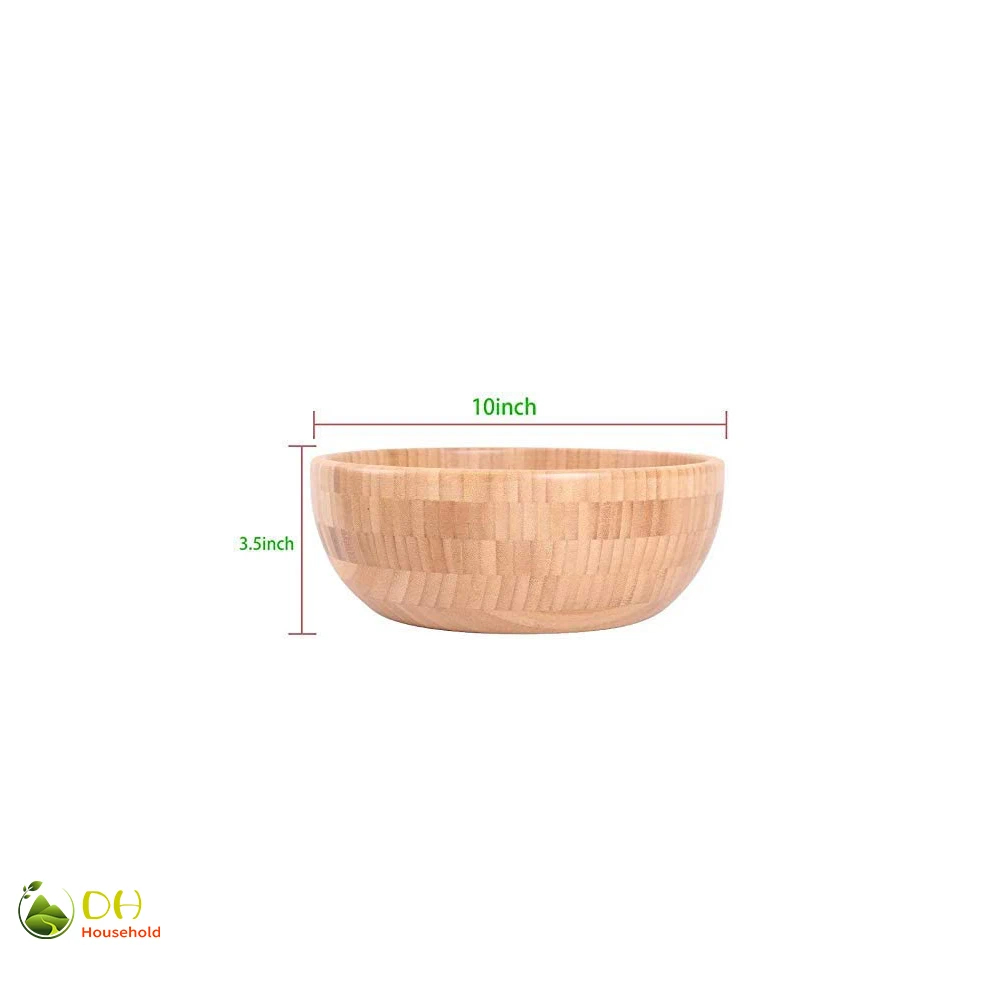 Bamboo Wood Salad Bowl Serving Bowl for Fruits Natural Bamboo Serving Dish Dinnerware Bamboo Salad Hands  Server Set