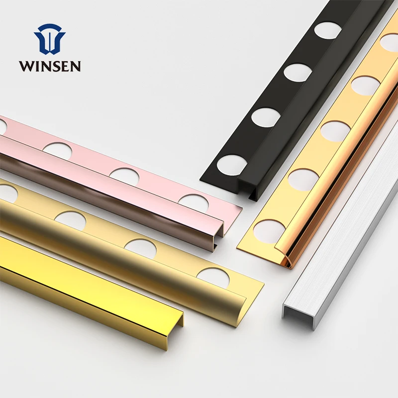 Stainless Steel Tile Trim Floor Wall Edges Decoration Free Sample Customized Ceramic Decoration Stainless Steel Tile Edge Trim