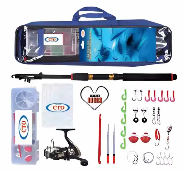 CTO Manufacturer Wholesale Fishing Pole Kit Carbon Fiber Telescopic Fishing Rod And Reel Combo