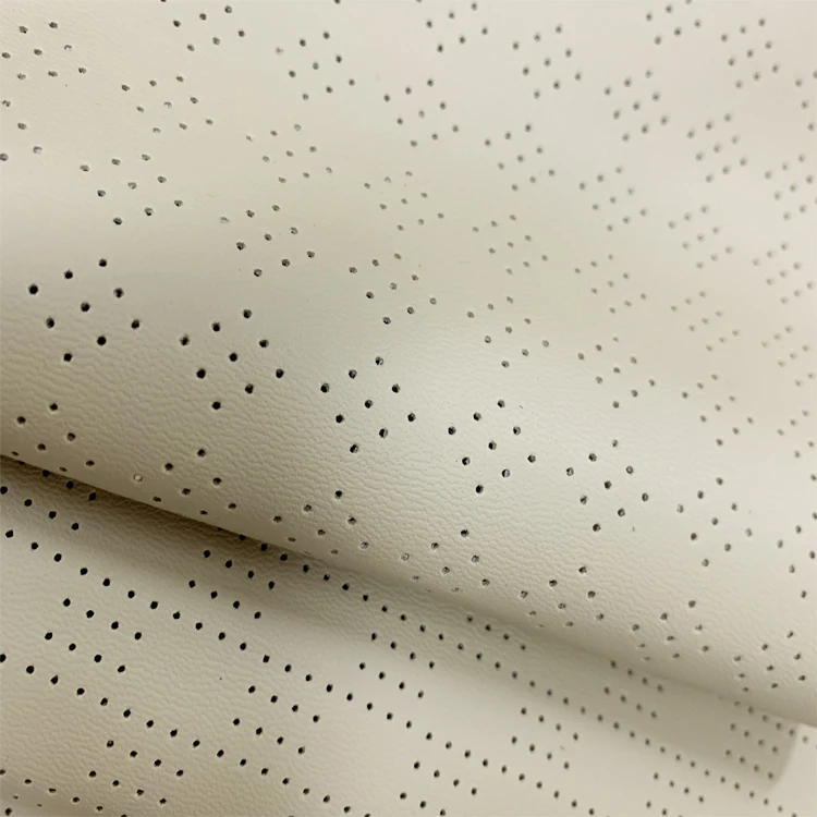 Design recycled PVC punching leather quilted fabric upholstery synthetic fashion embossed with holes for car seat cover