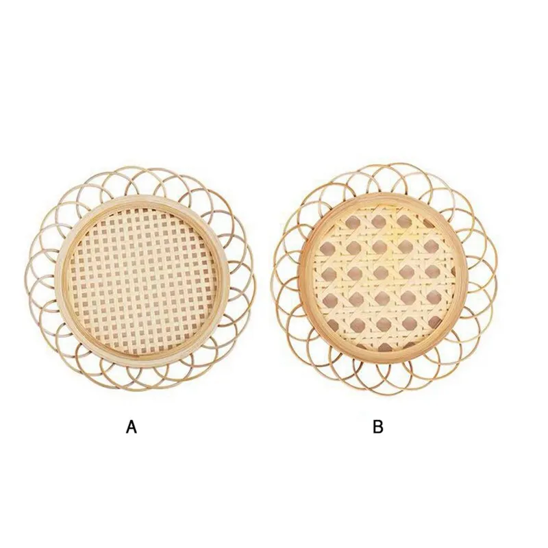 
Japanese Style Bamboo Woven Saucer Handmade Coaster Cup Holder Pot Pad Tea Mat Rattan Woven Cup Holder Coaster 