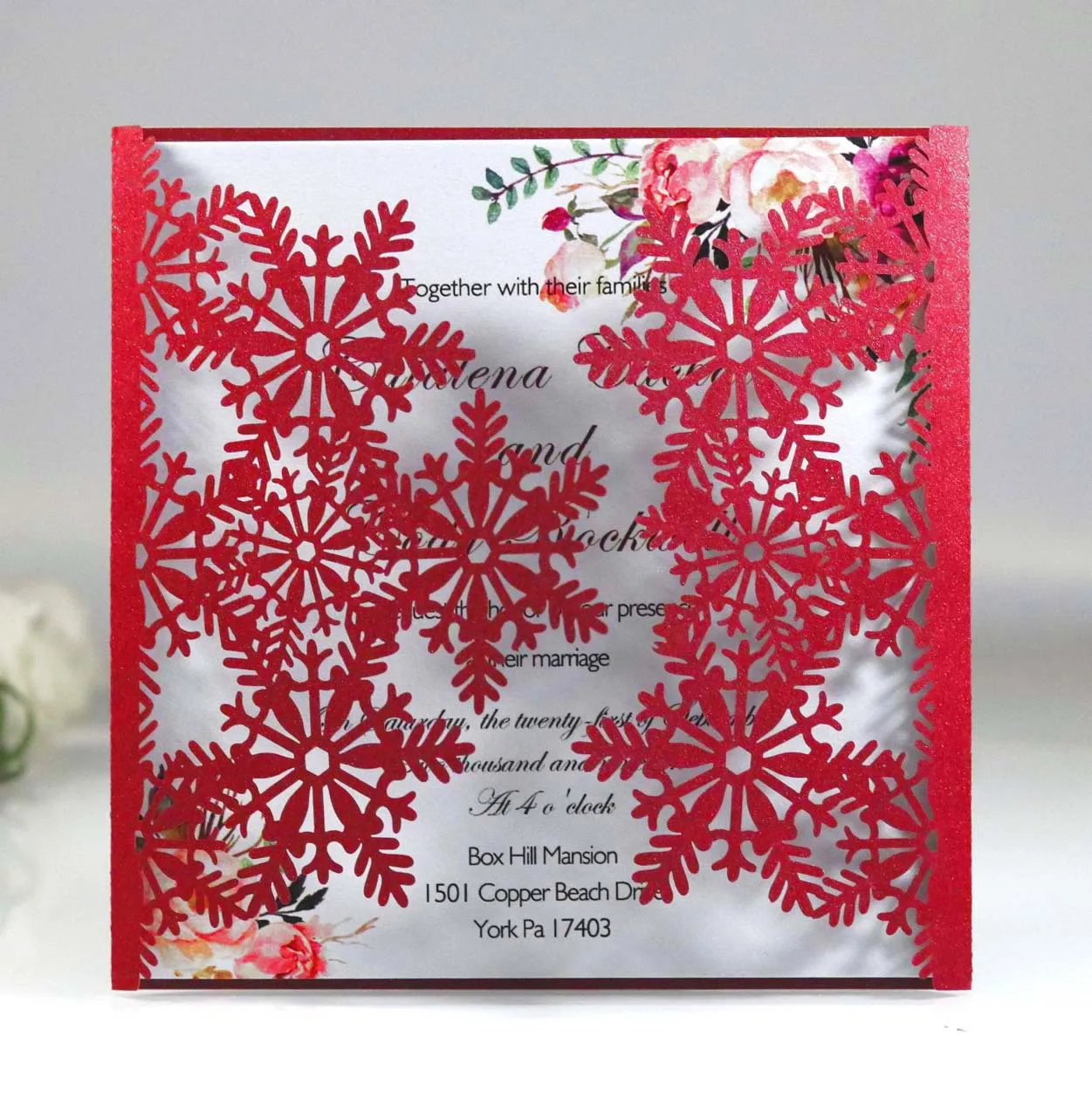 Co-orange Green Paper Hollow Out Expanding Snowflake Creative Wedding Party Card Invitation With Envelope