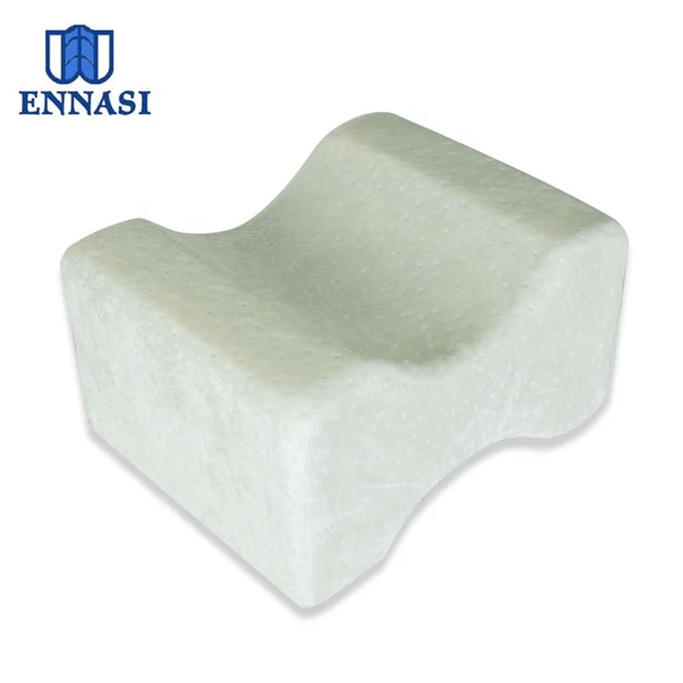 Ventilated Cool Bamboo Velvet Cover Memory Foam Orthopedic Knee Pillow Contour Leg Pillow for Side Sleeper, Pregnancy