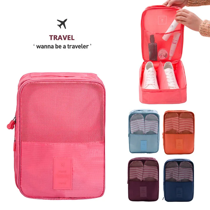 Travel shoes storage bag nylon waterproof storage shoe box outdoor portable shoe storage bag