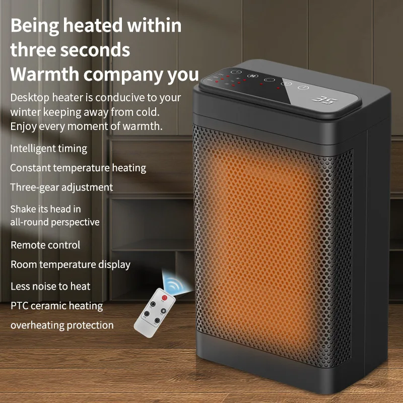 Hot Portable 1500W Fan Heater Home Room PTC Ceramic Heating Tabletop Electric Heaters for Home