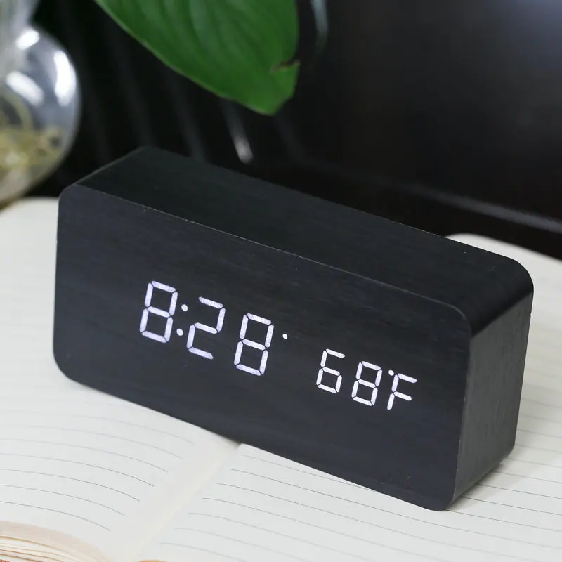 factory direct bedside desk calendar digital wooden led alarm desk clock radio alarm clock speaker hotel alarm clock radio