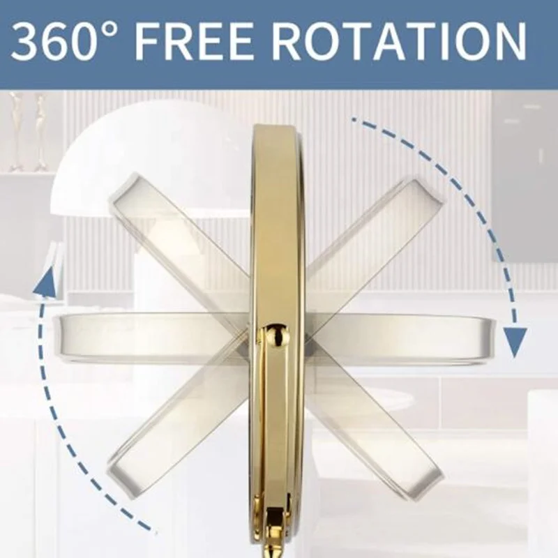 Double Side Magnification Round Hotel Household Vanity Table Makeup Mirror With Gold-Plated Frame And Stand