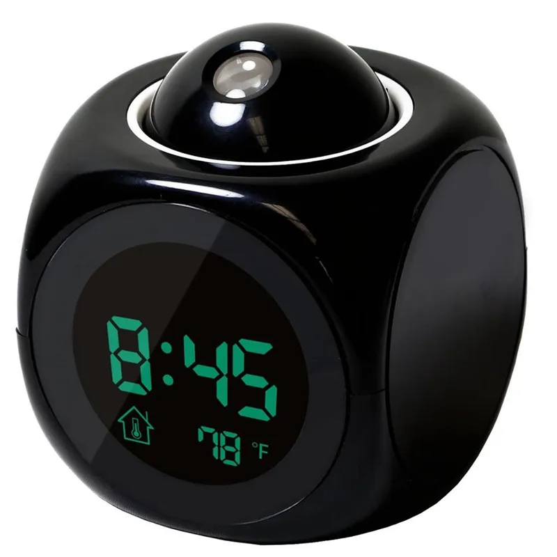 Digital Alarm Clock LED Projector Temperature Thermometer Desk Time Date Display Projection Calendar USB Charger Table Clock