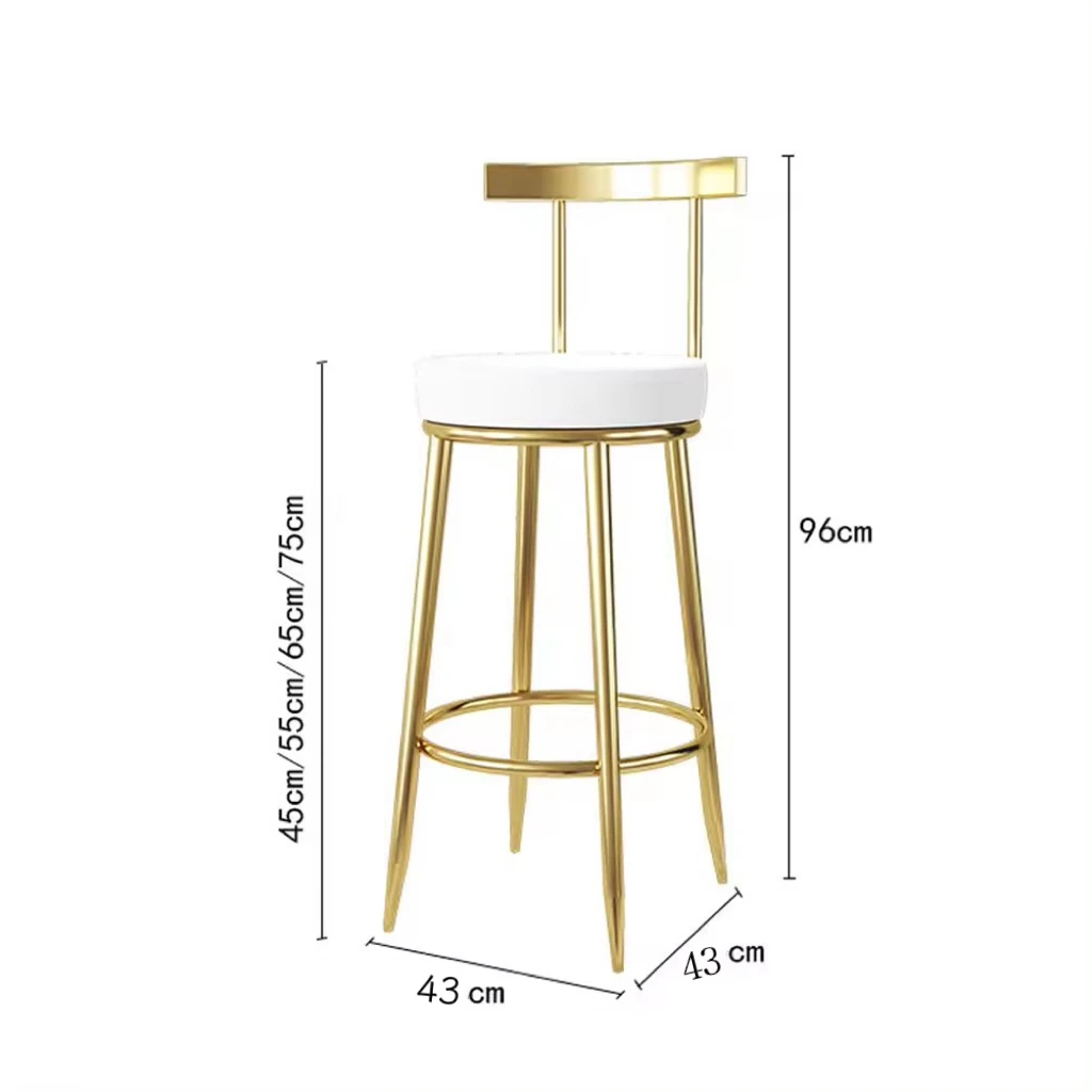 Nordic Luxury Metal Bar Stools Velvet Kitchen High Chair Barstool Chairs for Bar Table