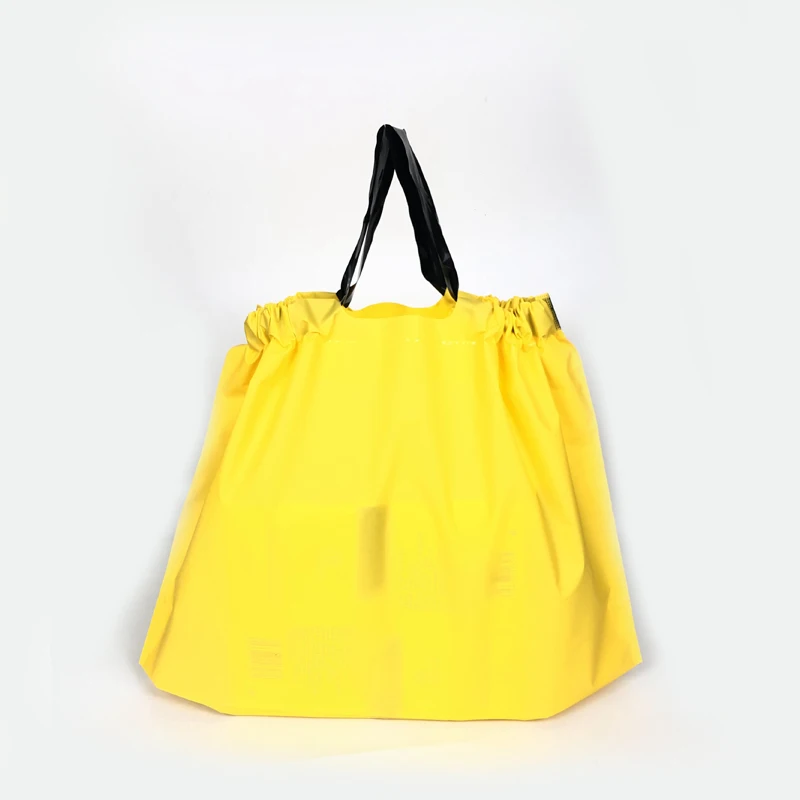 Custom Plastic Drawstring Bag Solid Color Shopping Packing Plastic String Bags With Rope Handle