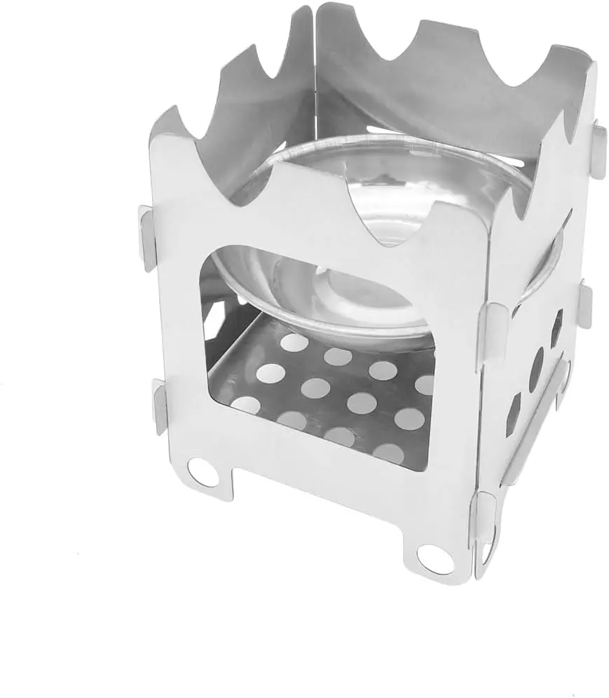 Outdoor Cooking Portable Folding Wood Stove Lightweight Stainless Steel Camping Stove