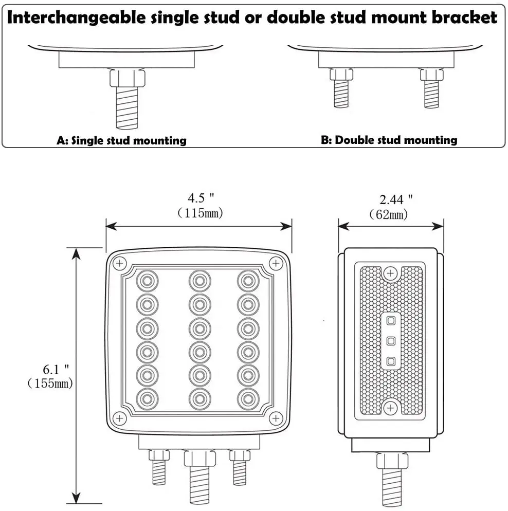Factory High Quality led signal Stop Turn brake side marker for Truck Trailer
