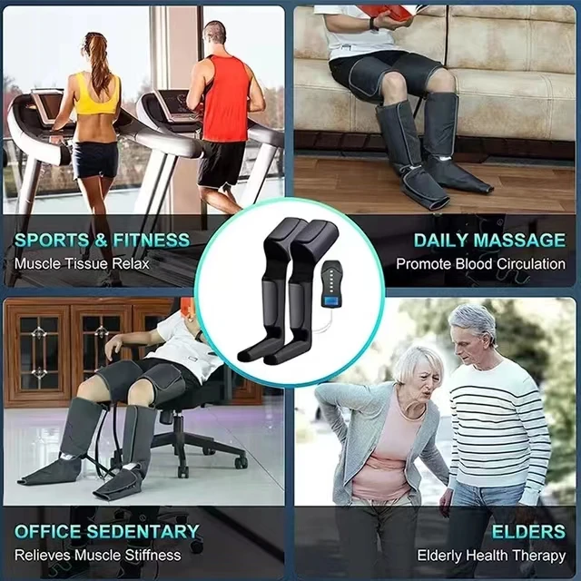 Rechargeable Air Compression Foot Leg Massager Circulation Exerciser Full Therapy Shiatsu Calf Thigh  Massage For Pain Relief