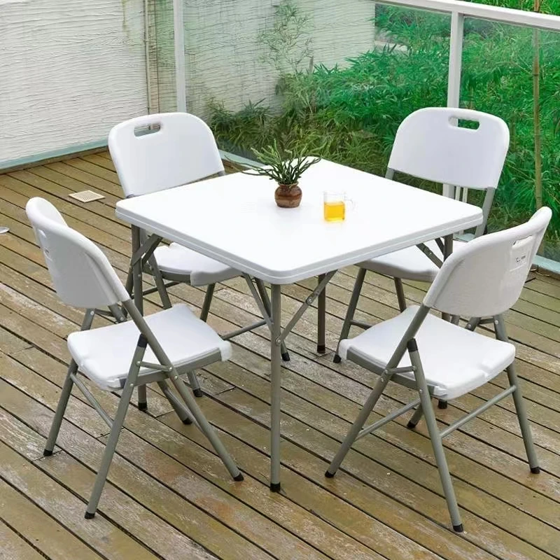 Factory Direct Selling High Quality Foldable Integrated Design Multiple Colors Plastic Outdoor Dining Table