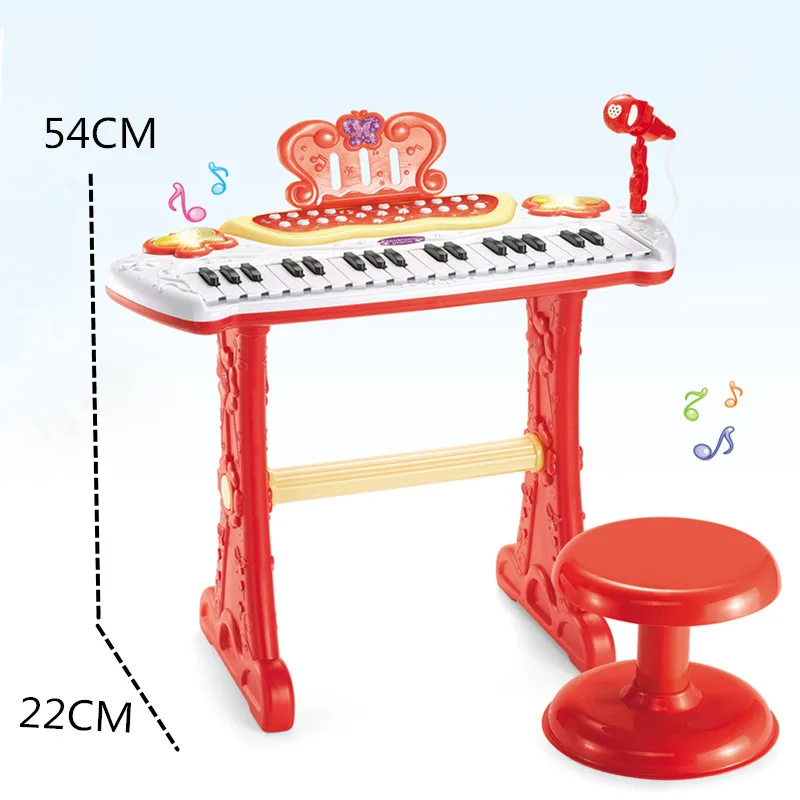 Popular baby musical instrument electronic learning plastic keyboard cartoon butterfly piano toy with microphone