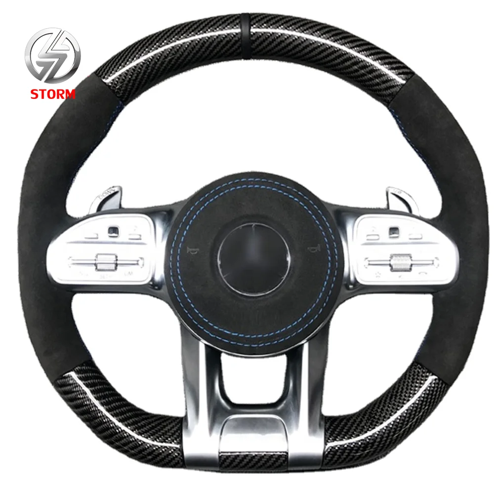 Factory Supply Custom Racing Carbon Fiber Steering Wheel For Mercedes Benz W205 W212 W211 W124 AMG