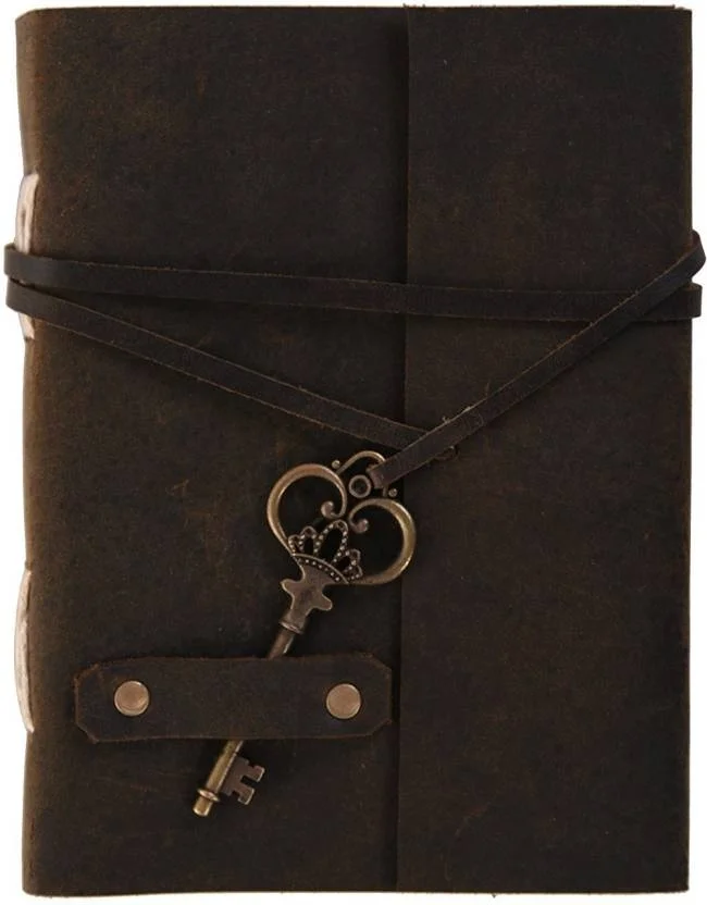 Genuine Leather vintage Cover Journal With Key NoteBook or Diary or sketch book With Handmade Paper calligraphy note book