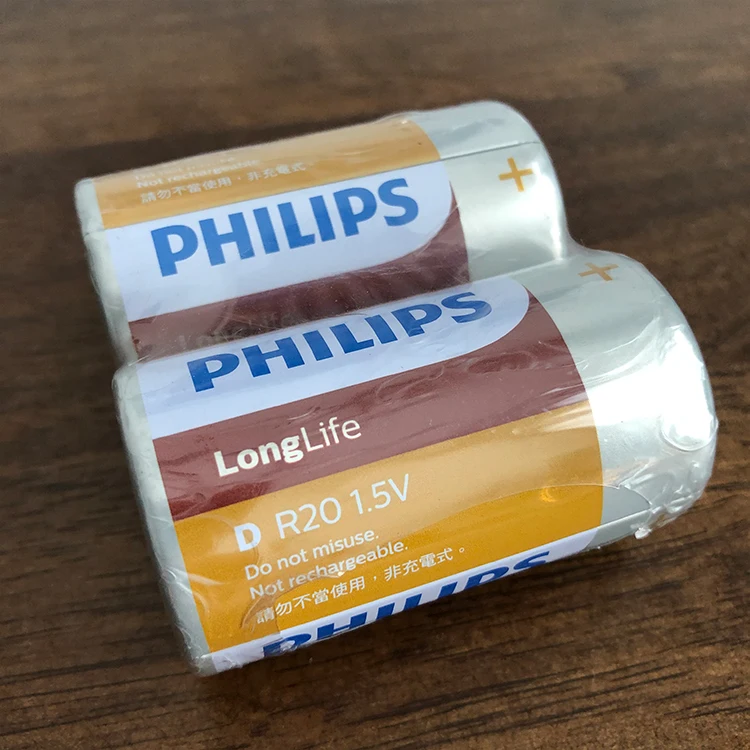 Clocks Cells Cheap Philips LongLife D 1.5V R20L2B/97 Non-Rechargeable Battery