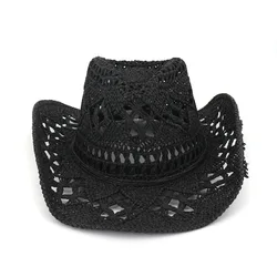 wholesale low MOQ Hand made straw cowboy straw hats for men sun hats beach hats for women with chin string