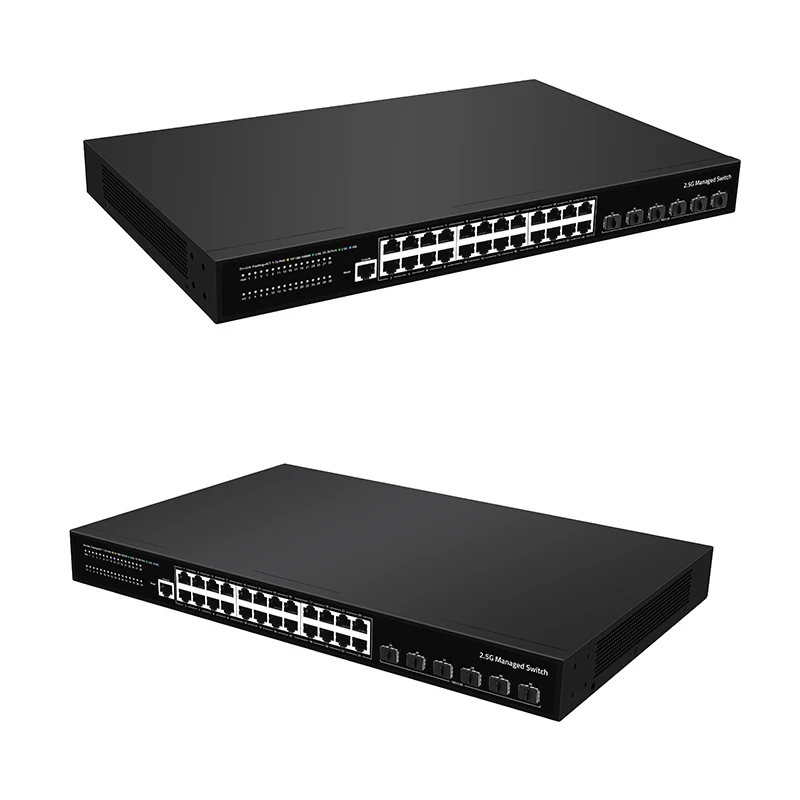 2.5G 24 port Gigabit SFP Port 6*10GE SFP+ Port network managed SFP Fiber Switch L3