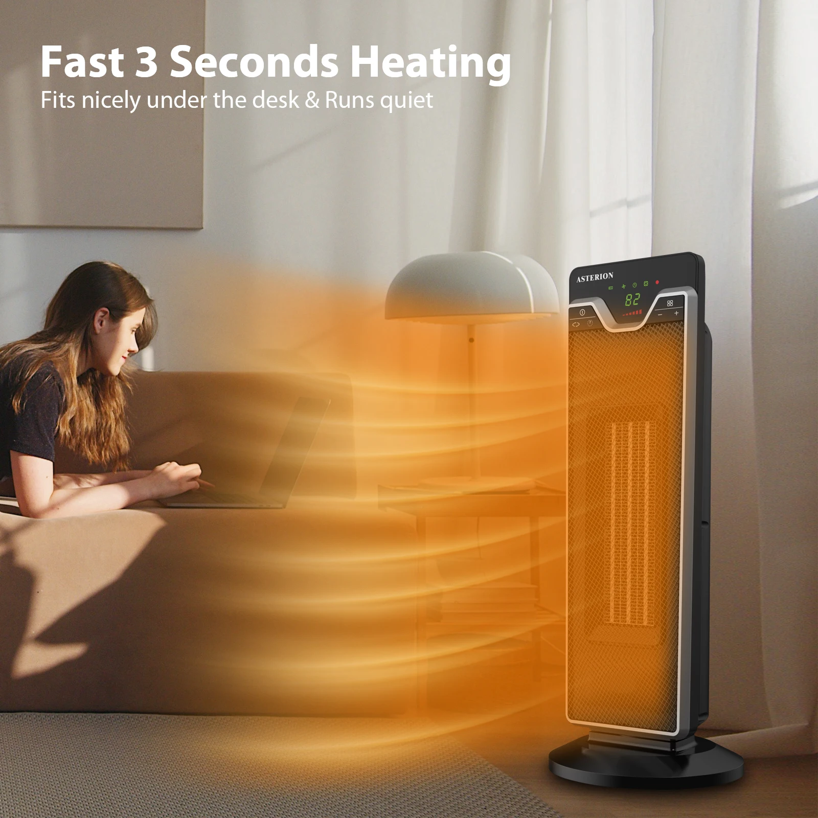 Portable 1500W / 2200W Energy Saving Rechargeable Tent Winter Electric PTC Space Fan Heaters