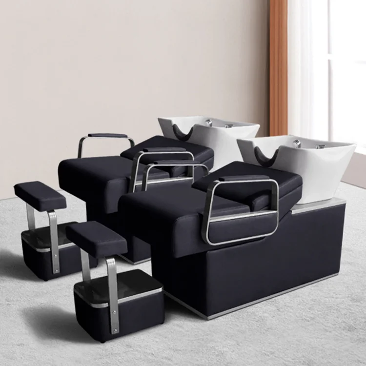 Hair Wash Clean Salon Product Lay Down Black Sink Chair Heavy Shampoo Wash Hair