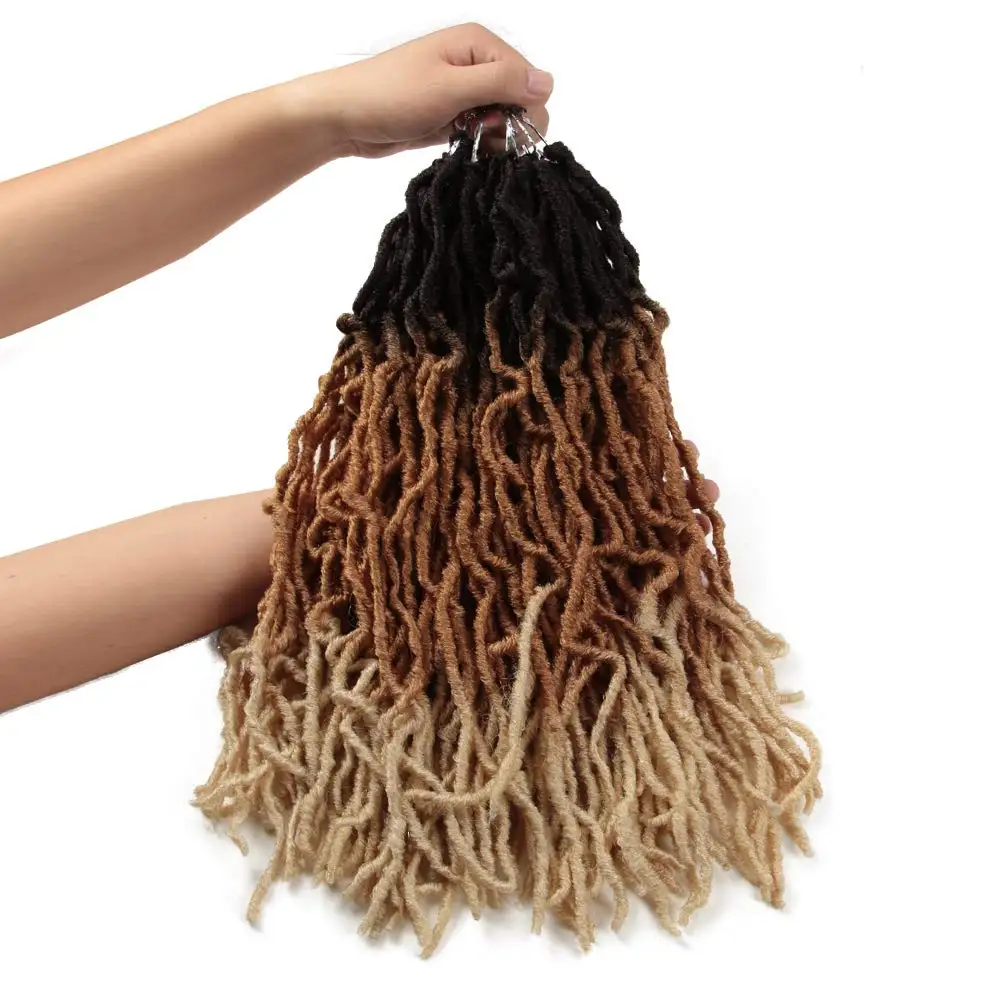 Хит продаж волосы Nu locs вязаные крючком 18 дюймов из канекалона длина по индивидуальному заказу с кудрявыми кончиками 36 богини локоны мягкие