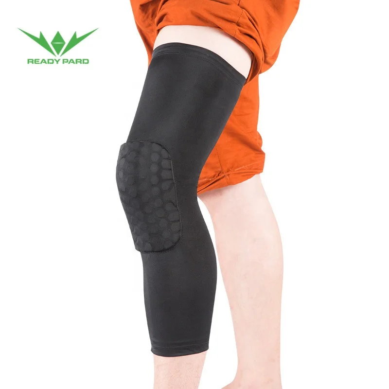 Long Basketball knee support sports elbow Pads with Antislip Honeycomb Leg sleeves Black