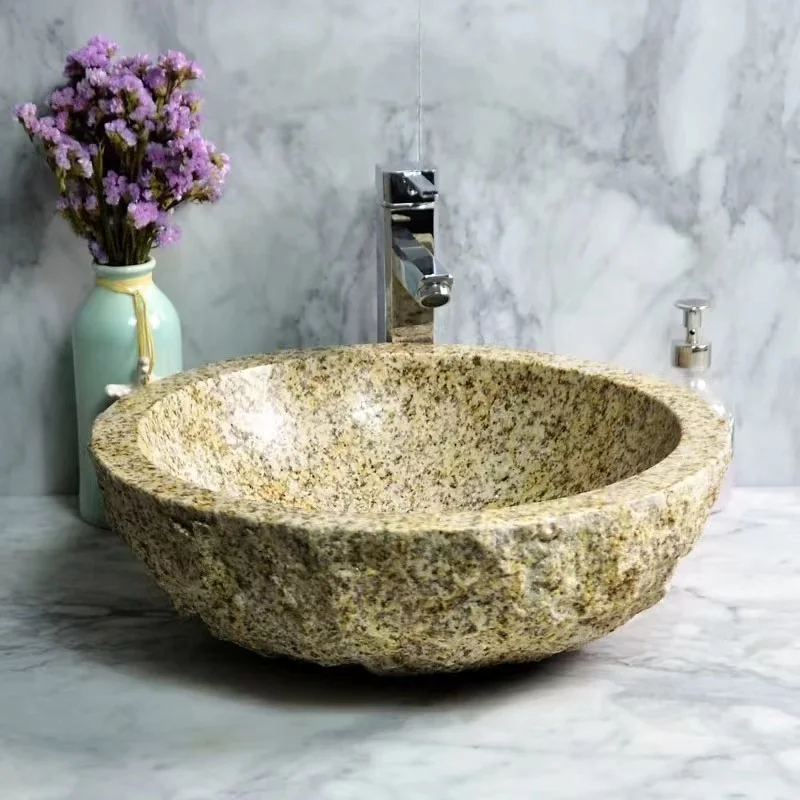 Natural Stone Sink Black Granite Stone Bathroom Sink Hand Basins for Sale