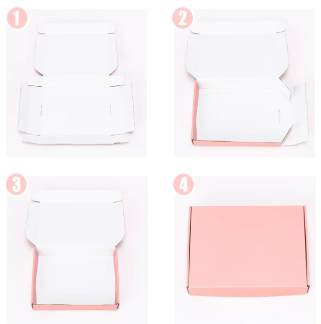 Recycle Paper Printing  Packaging Customised Colored Mailer Pink Boxes  With Good Quality