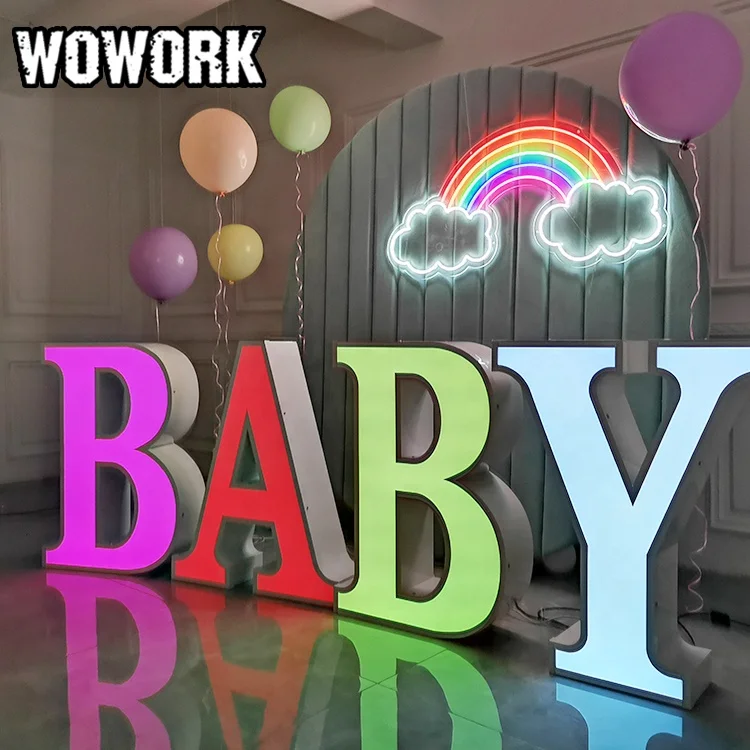  WOWORK fushun производство 3d твердый металлический каркас неоновый шатер Номер огни для вечеринки свадьбы вывеска