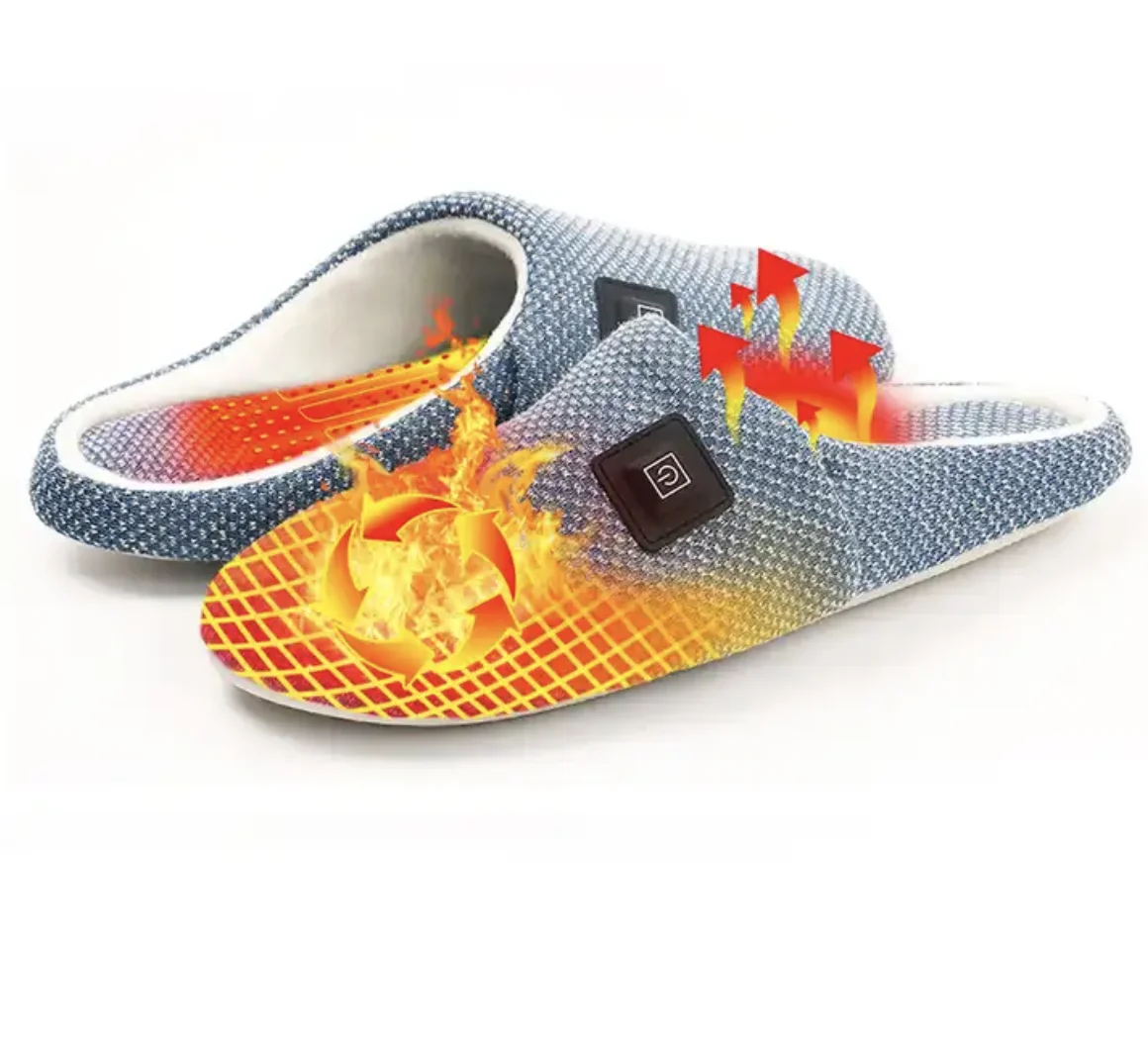 Bedroom Warm Shoes Heating Cozy Cotton Slippers for Wholesale Carbon Fiber Battery Powered Rechargeable Indoor Custom Winter PVC