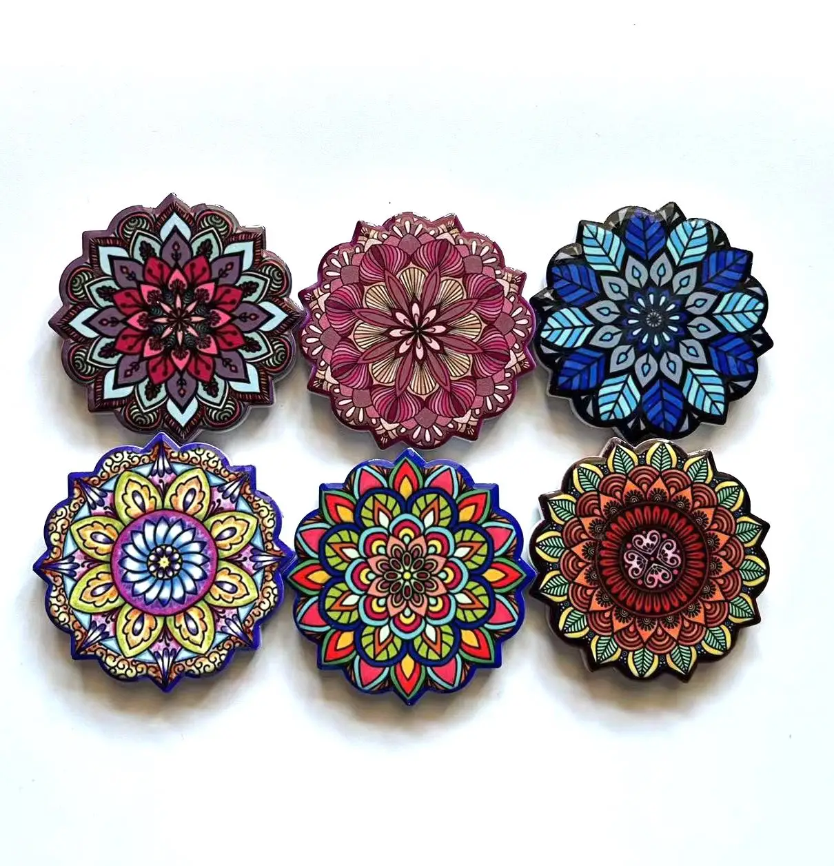 Home decoration Bohemian mandala ceramic customised printing arabic fridge magnets ornaments with pictures for gifts wholesale