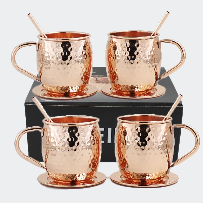 Stainless Steel Set Of 4 Moscow Mule Copper Mugs Custom Mugs 4pcs Paper Tube With Logo Sublimation Mug