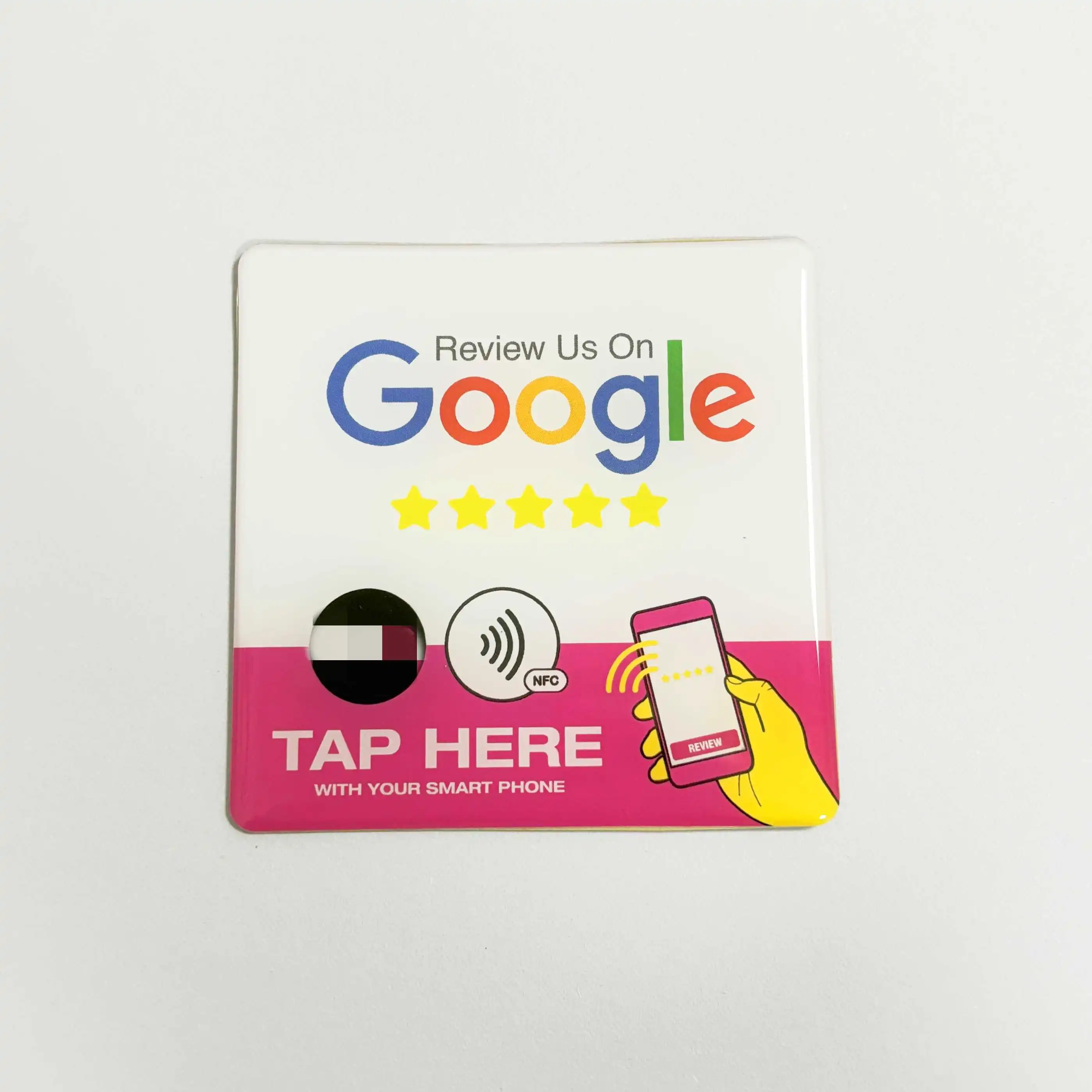 2024 Best Selling Factory Direct Custom Design Size NTAG216/213 Programmable  Epoxy NFC Google Review Card With Adhesive Backing
