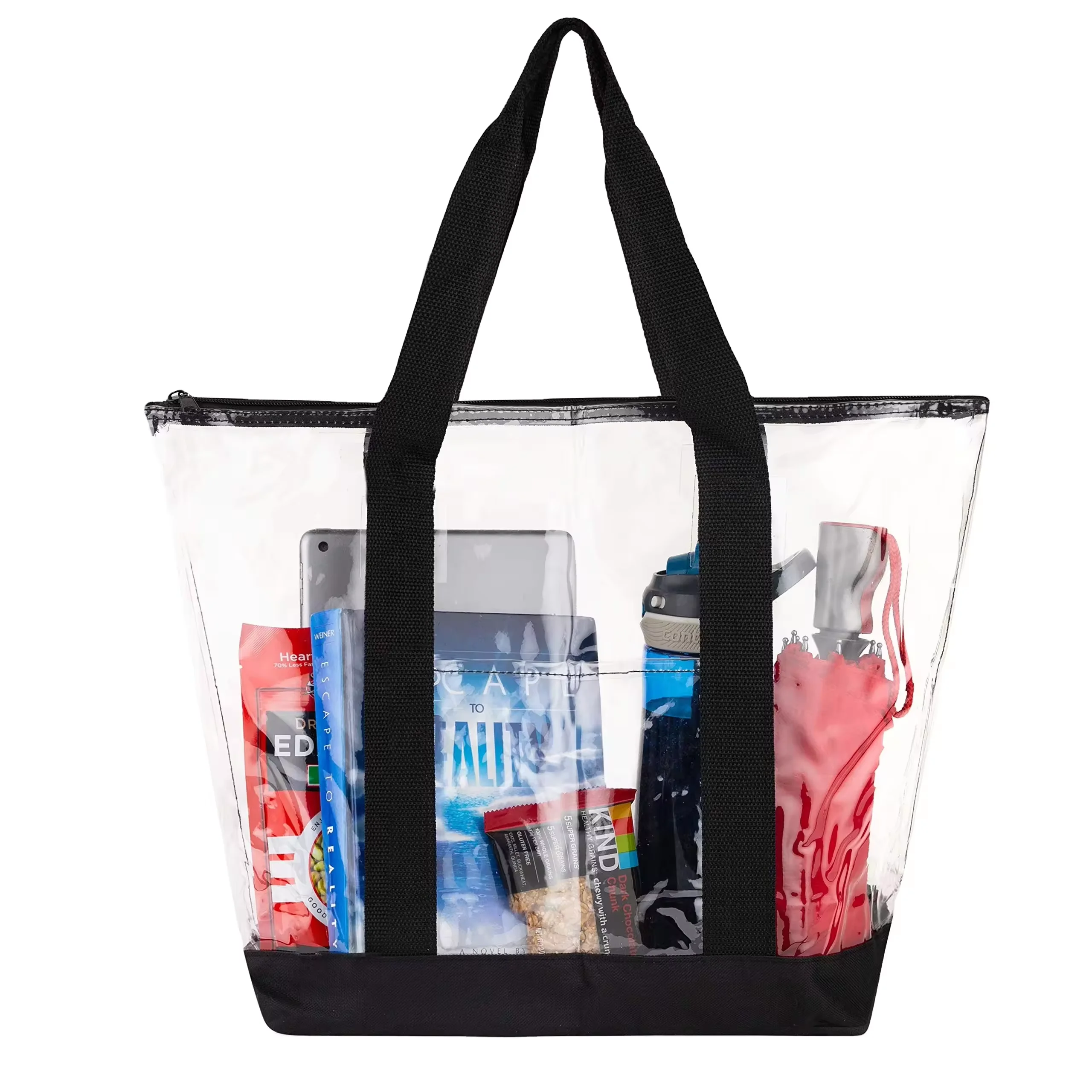 Clear Bag Transparent Vinyl PVC Tote PVC Reusable Shopping Purse for Women Eco Friendly Summer Tote Beach Handbags