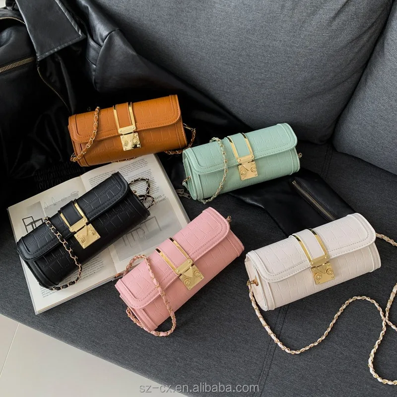 fashion solid small pu leather crocodile pattern crossbody bag ladies bags cheapest price