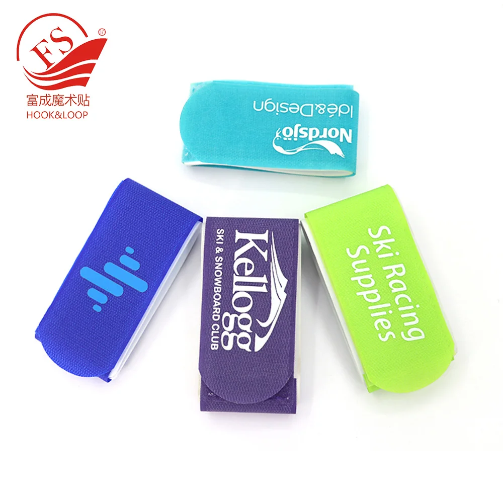 Custom Logo Printed Hook and Loop Nordic Alpine Ski Straps/Alpine Ski Bindings/Ski Snowboard Band