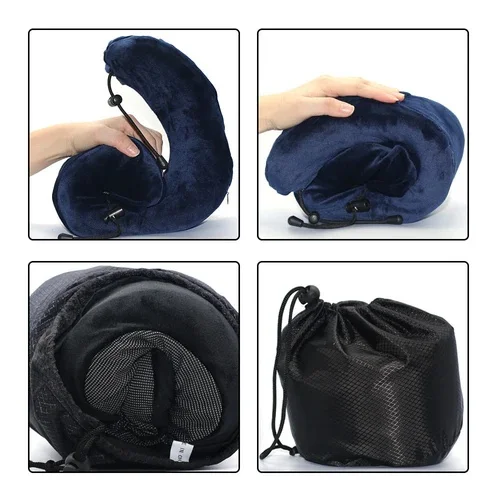 ML New Memory Foam Travel Pillow Portable Chin Support Travel Easy Neck Pillow For Airplane  Office Soft U Shaped Travel Pillow