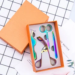 New arrival wholesale four colors stainless lashes tool eyelash curler rose gold eyelash tweezer set applicator