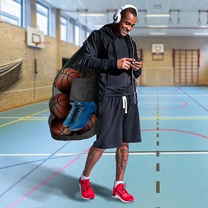 Professional Sport Equipment Drawstring Mesh Sack Basketball Ball Bags Football Soccer Mesh Ball Bag