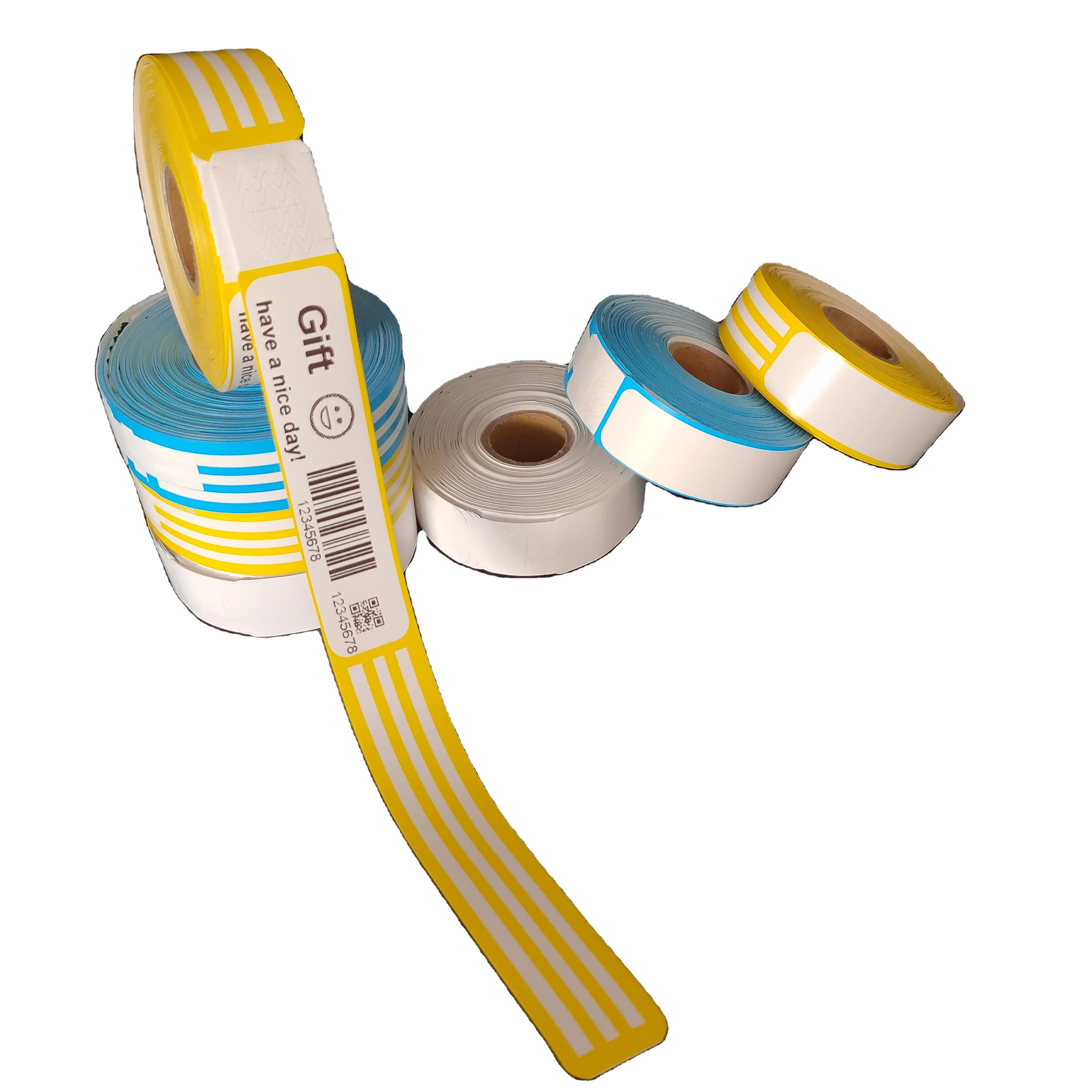 Custom Logo yourself Printable Paper Identification Wristband self adhesive thermal Barcode Bracelets